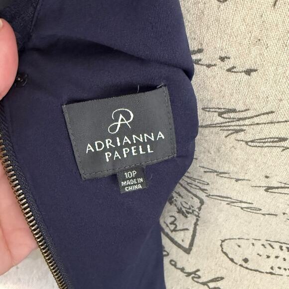 Adrianna Papell Blue Semi Formal 3/4 Sleeve Lace Sheath Dress Size 10P - Picture 6 of 6